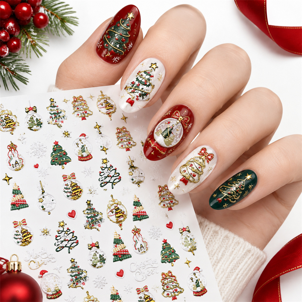 Nail Art Xmas Tree - 1 Stuk Nieuwe Aanwinst 5D Gouden
