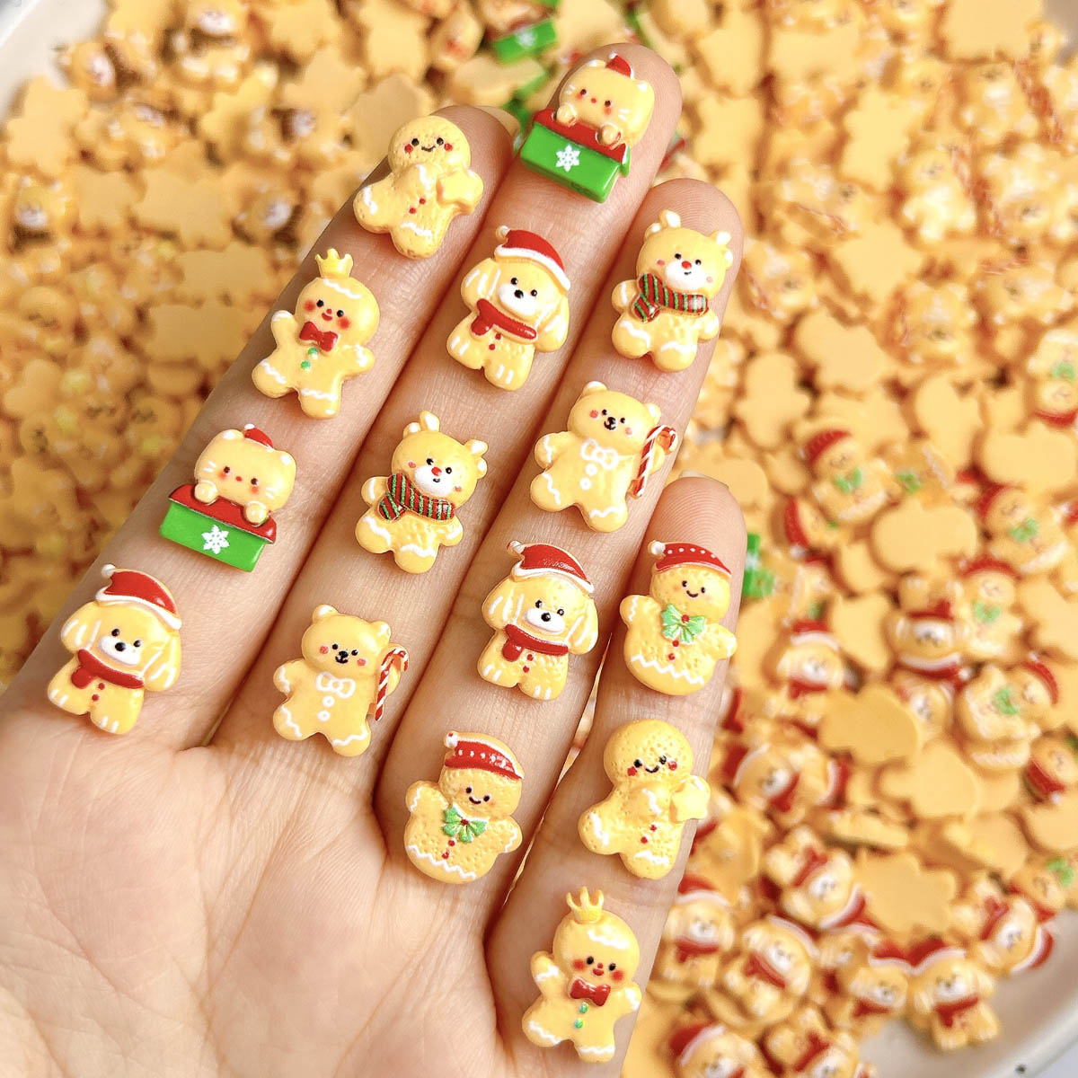 Nail Art For Men - 20PCS Kawaii Kerst Gingerbread Man Elanden