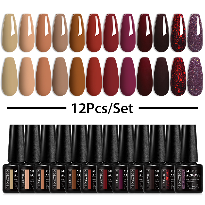 Nail Art Full Color - 10/12 Stuks Gel Nagellak Set Koffie