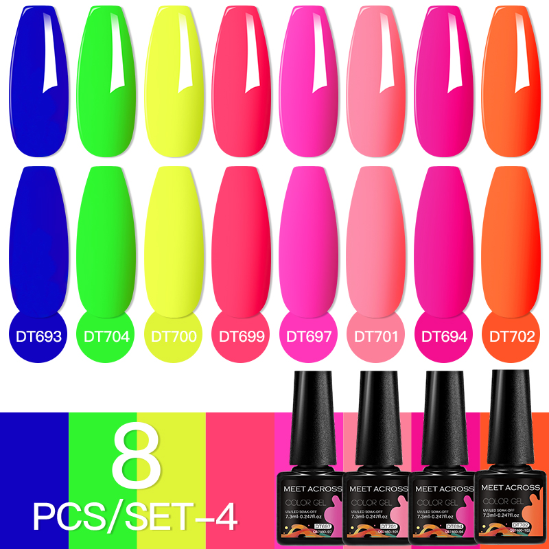 MEET ACROSS 8 stks/set Fluores - Nail Art Full Color recensie en prijs