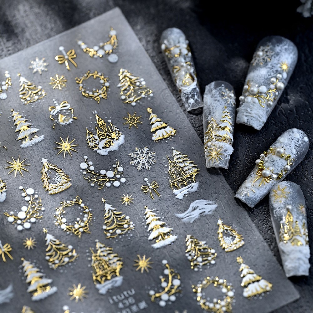 5D reliëf gouden kasteel/sling - Nail Art Xmas Tree recensie en prijs