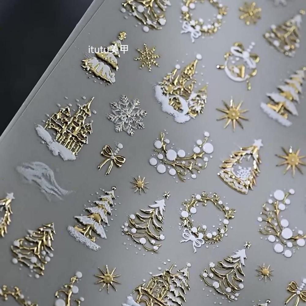 5D reliëf gouden kasteel/sling - Nail Art Xmas Tree recensie en prijs