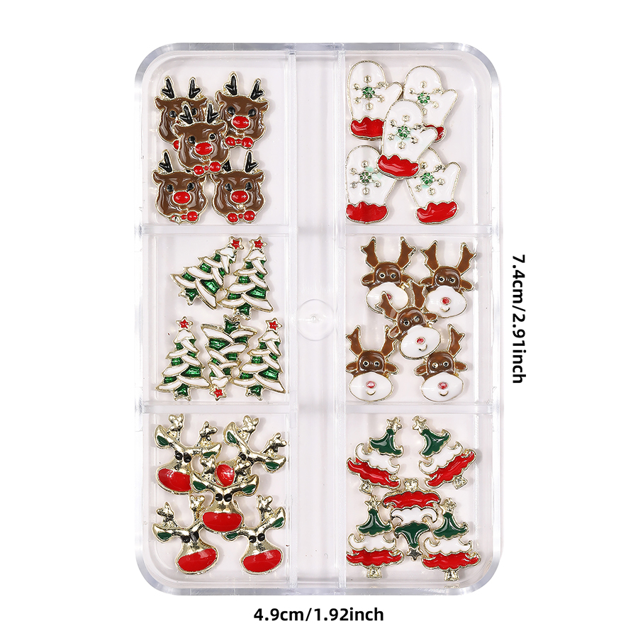 6 Grids 3D Nieuwe Kerst Alloy  - Nail Art Xmas Tree recensie en prijs