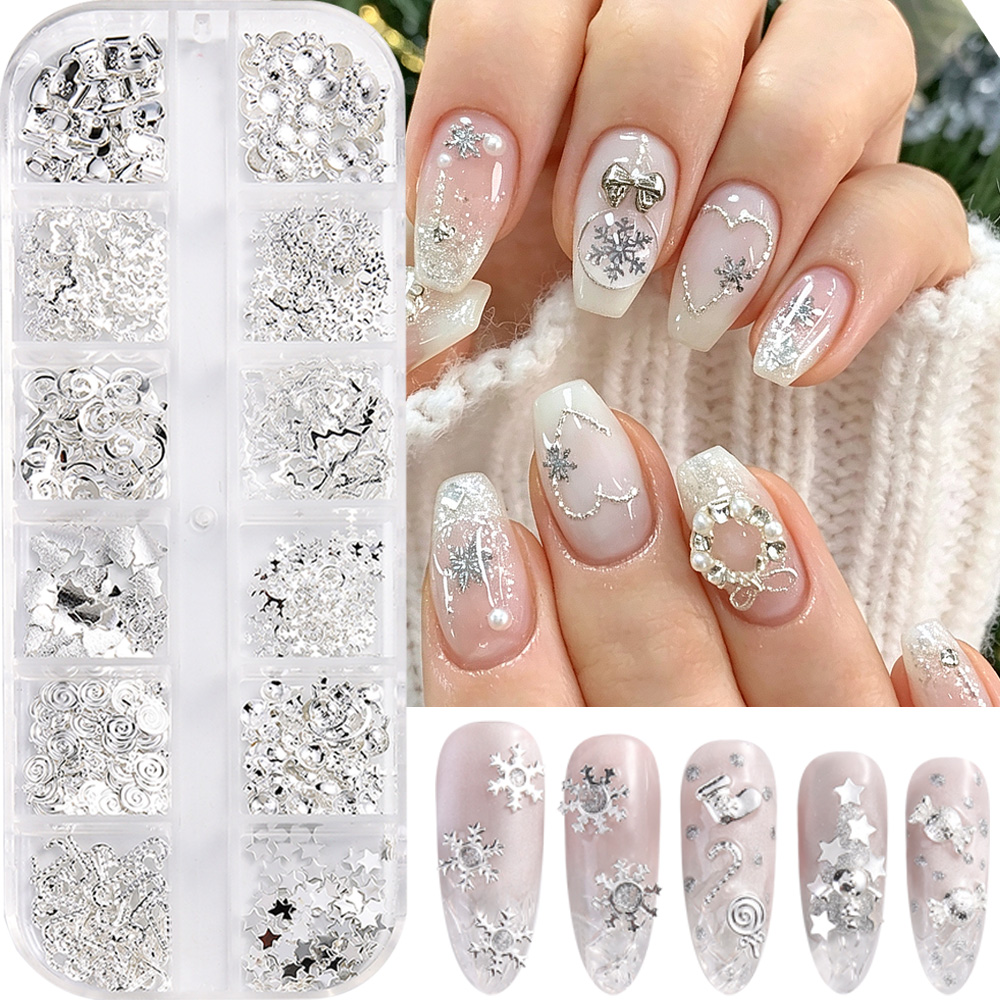 3D Goud Zilver Sneeuwvlok Kers - Nail Art Xmas Tree recensie en prijs